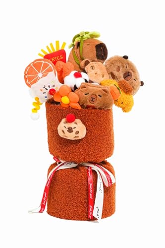 Cutopian Capybara Plush Flowers Bouquet, Capybara Stuffed Animal, Plush Flower and Kawaii Plushies, Cute Plush Toys, Emotional Support Plush, Girlfriend Gifts, for Women, 14 inch