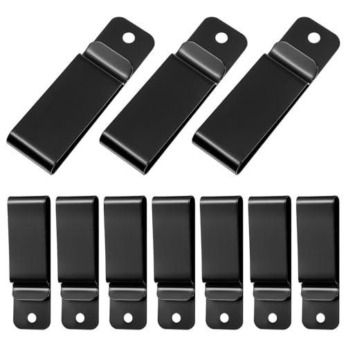TEHAUX 10pcs Metal Belt Clips Leather Clamp Tool General Storage Clips Versatile Hook Spring Clamp Holders Black Keychain Belt Buckle