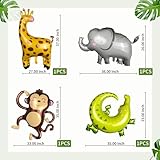 GELOUBO Zoo Monkey Lion Giraffe Leopard Zebra Foil Balloon Baby Shower Birthday Decorations,Jungle Animal Party Supplies Decoration Elephant Crocodile safari foil balloon(Animal foil set)