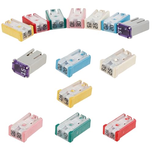 14Pcs Mini Slotted Automotive MCASE Shaped Cartridge Fuse Kit 15A 20A 25A 30A 40A 50A 60A 32V, Mini Shaped Cartridge Fuse Kit, Micro Cartridge Fuses, Car Fuses Assortment Kit Replacement