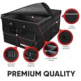 FORTEM Car Trunk Organizer, Collapsible Multi Compartment SUV Organizer, Foldable Storage for Car Accessories for Women Men, 600D Oxford, Non Slip Bottom, Securing Straps, Soft Cover (50L)