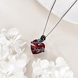 AXOMY Black Rose Necklace 925 Sterling Silver Red Heart Pendant Gothic Jewelry for Women