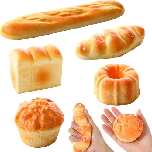Foilswirl 5 Pcs Bread Stress Toy Soft Toast Bread Shape Toy Slow Rising Toy Anxiety Relief Food Toy for Kids Adult Tricky Funny Birthday Gifts Simulation Fake Food Stress Toy Balls(Style 2)