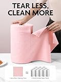 Fantasticlean Microfiber Cleaning Cloth Roll -75 Pack, Tear Away Microfiber Towels, 12" x 12", Reusable, Washable, Scratch Free, Ultra Absorbent Dish Rags for Car, Home, Garage or Shop (Pink)