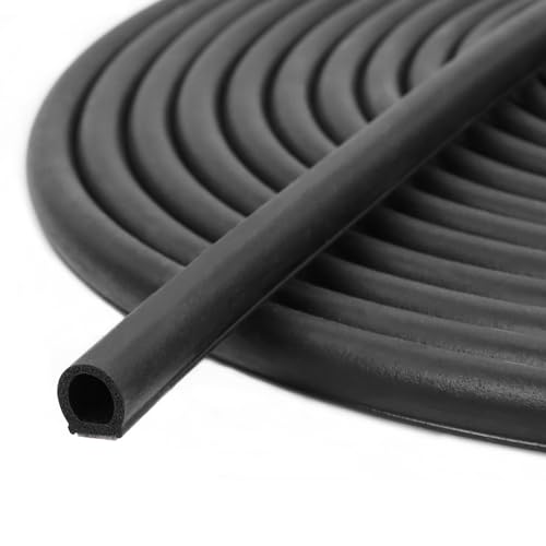 D-Shape Rubber Seal Strip, Automotive Door Weather Stripping with Self-Adhesive to Reduce Noise and Water-Leaking Apply to Car, Truck, RV, Boat and Home Application (18Ft)