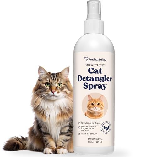 Freshly Bailey Cat Detangler Spray - Pet Detangling Spray for Cats - Natural Detangler & Leave in Conditioner Spray for Your Cat - Remove Tangles & Condition Pet's Coat 16 Fl Oz