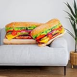 Much Comfort 23" 3D Juicy Cheeseburger Throw Pillow - Made with Super Soft & Ultra Premium Fabric - Cute, Comfortable, Plush, Meat, Nugget, Taco, Stuffed Cushion for Home Decor - Funny Gift - Medium