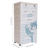 JUOPTGJ Plastic Drawers Dresser,Cartoon Pattern Storage Cabinet with 6 Drawers,Home Cute Closet Drawers Tall Dresser Organizer for Clothes,Playroom,Bedroom Furniture 19.69 * 13.78 * 40.16in