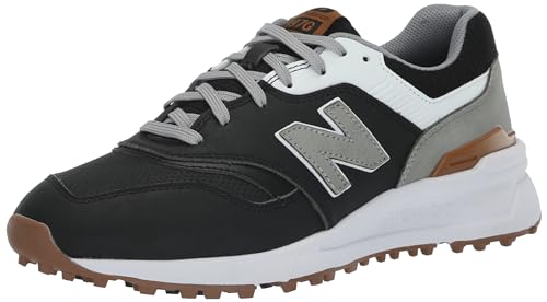 New Balance Men's 997 Spikeless Golf Shoe, Black/White, 10.5