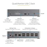 StarTech.com USB C Dock - 4K 60Hz Quad Monitor DisplayPort & HDMI - Universal USB-C Docking Station with 100W Power Delivery - USB Hub with 1x USB Type-C & 3X USB-A, Ethernet, Audio (DK31C4DPPD)