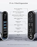 Baseus Docking Station, 17 in 1 Docking Station 3 Monitors with 2 HDMI+DP, 7 USB, 1Gbps Ethernet, 100W PD, SD/TF Card Reader, Laptop Docking Station Compatible with Dell/HP/Mac/Lenovo/Steam Deck