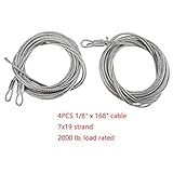 RealPlus Garage Door Cable and Pulley Kit, Including 2 Pairs of Galvanized Aircraft Cables and 4pcs Heavy Duty 3" Pulley Sheaves