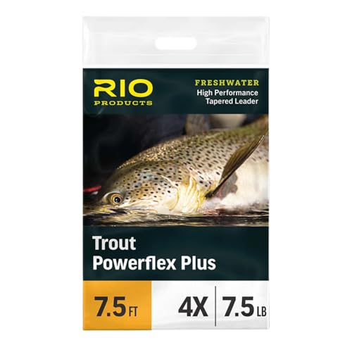 RIO Products Trout Powerflex Plus Leader, Pre-Tied Loop for Easy Rigging, High Performance Tapered Leader Line, Clear, 9FT, 6X, Pack of 3