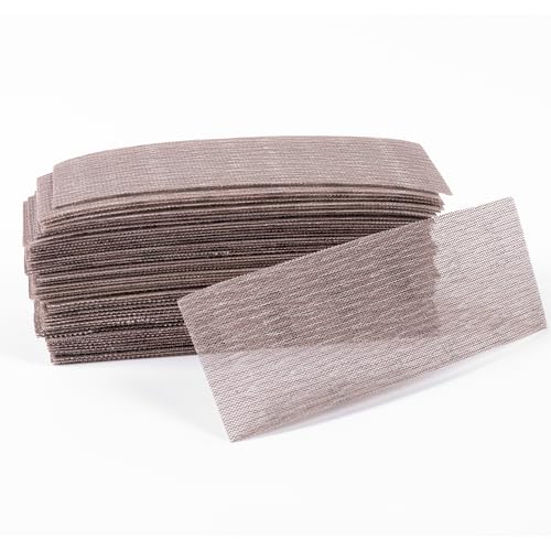 50pcs 2-3/4 x 8 in Mesh Abrasive Sanding Discs Grit 80 120 180 320 400 Assortment,70 x 198mm Hook & Loop Anti-Blocking Net Sandpaper