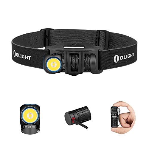 OLIGHT Perun 2 Mini Headlamp 1100 Lumens LED Head Flashlight, Rechargeable Headlight with Red Light Option, Great for Working, Hiking, Camping and Climbing (Black Cool White: 5700~6700K)