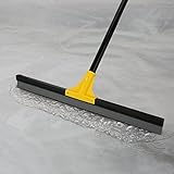 Floor Squeegee for Concrete and Tile Cleaning, 24'' Rubber Wiper Broom, Large Heavy Duty Water Scraper with 60'' Long Handle for Garage, Deck, Bathroom, Shower Glass, Window