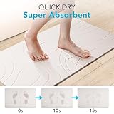 BAVIFY 32 * 20 Large Stone Bath Mat for Bathroom Quick Dry Diatomaceous Earth Bath Mat, Non Slip Bathroom Shower Floor Mat Modernized Magic Water Absorbing Diatomite Stone Drying Bathmat White