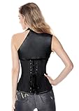 Charmian Women's Steampunk Gothic Heavy Strong Steel Boned Corset with Zipper Black Medium