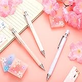 15 Pcs 0.5 mm Mechanical Pencil Set Include 6 Pcs Japanese Cute Pencils with 6 Tubes Pencil Refill and 3 Cute Cherry Erasers for Sketching Architecture Drawing