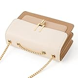 Crossbody Bags Cute Faux Leather Trendy Cross Body Purses for Women Small Color-Block Designer Handbags Ladies Satchel Chain Strap Shoulder Bag Beige White