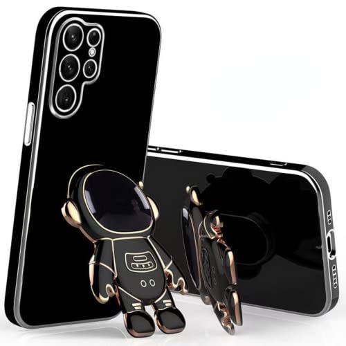 GHMONKEY Cute Funny Cartoon Astronaut Phone Case with Creative Foldable Stand for Xiaomi MI 10 9 T S Lite Pro Full-Body Protective Sleek TPU Cover(Black,9)