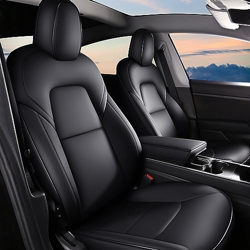 AOMSAZTO Car Seat Cover Fit for Tesla Model Y 2023 2024 - Full Set Black Seat Covers 5 Seater