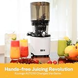 Kuvings AUTO10 Cold Press Juicer White - Hands-Free Masticating Juicer With 240W Motor - Quiet Electric Machine With 100 Ounce Batching Hopper for Juice, Smoothies, Nut Milk, and Sorbets