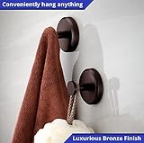 HOME SO Suction Cup Hooks for Shower, Bathroom, Kitchen, Glass Door, Mirror, Tile – Loofah, Towel, Coat, Bath Robe Hook Holder for Hanging up to 15 lbs – Waterproof & Rustproof, Dark Bronze (2-Pack)