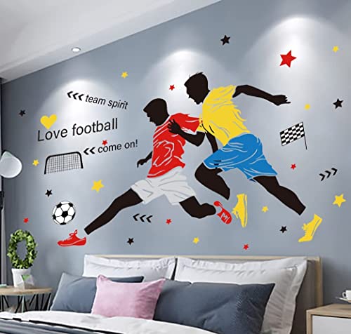 Large Soccer Player Wall Decal Decor for Boys Room,Peel and Stick Soccer Wall Sticker for Teens Kids Boys Bedroom (Football Player)