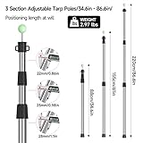 SANLIKE Telescoping Tent Tarp Pole Set 4PCS Adjustable Camping Poles with Tent Stakes and Guy Lines, 33"-86.6" Upgrade Thicked Stainless Steel Camping Poles for Backpacking Hiking Awning, Black