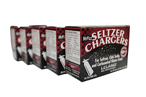 MrFizz Sod Leland Mr Fizz Seltzer 8g CO2 Charger 50PK Compatible With All 1 Liter/Quart Soda Siphons, Silver