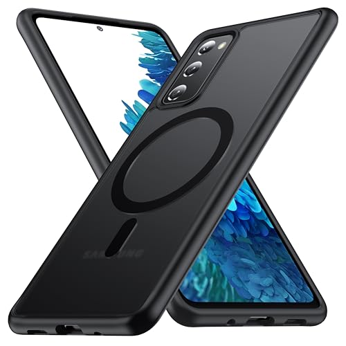 FNDMIL[NO.1 Magnetic] for Samsung Galaxy S20 FE Case with MagSafe[Military Grade Drop Tested][Translucent Matte][Anti-Fingerprint]Soft Silicone Bumper for Samsung Galaxy S20 FE 4G/5G Phone Case, Black