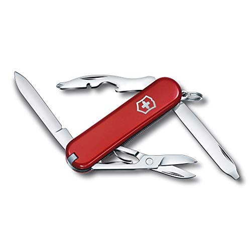 Victorinox Rambler Swiss Army Knife, Compact, 10 Functions, Swiss Made Pocket Knife with Magnetic Phillips Screwdriver, Scissors and Tweezers - Red