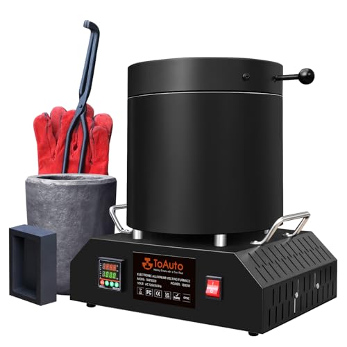 TOAUTO 8KG Large Electric Aluminum Melting Furnace ‎TAF8000, 1800W PID Smelter Kiln Electric Gold Smelting Furnace Kit, for Scrap Metal Recycle Melt Silver & Aluminum (below 1000℃ Metal）