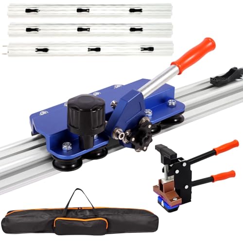 110 inches Manual Tile Cutter,Format Tile Cutter Ceramic Tile Cutter with Build-in Suction Cups & Tile Pilers, 3 Tile Push Knife System, for Up to 4.7 inches Thickness Tiles(Blue)