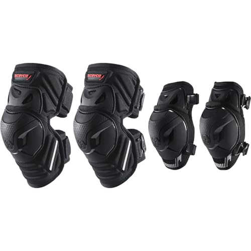 Scoyco Motocycle Knee Guards for Man - CE Level 1 Knee and Elbow Pads Adjustable Motocross Armor with TPU Protective & Dynamic Flex Racing Gear