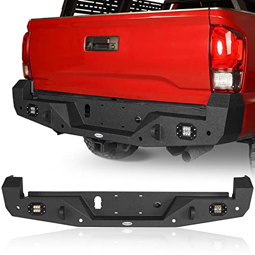 Hooke Road Tacoma Rear Bumper w/2 ×18W LED Lights for 3rd Gen Toyota Tacoma 2016 2017 2018 2019 2020 2021 2022 2023