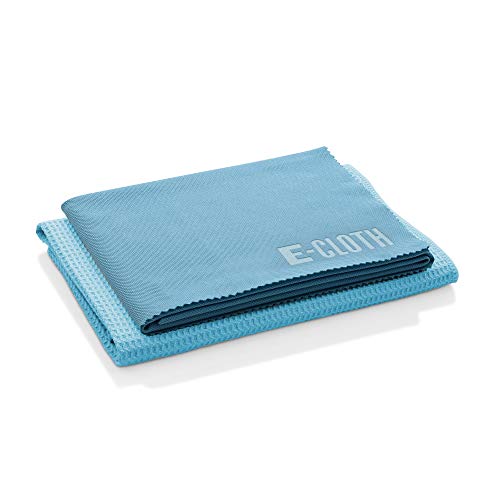 E-Cloth Window Cleaning Cloth - Window and Glass Cleaning Cloth, Shower Cleaning Cloth Kit, Glass Towels, Lint Free Towels, Microfiber Towel for Windows, Car Windshield, Mirrors - Alaskan Blue