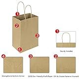 Oikss 100 Pack 5.25x3.25x8.25 Inch Small Plain Natural Kraft Paper Gift Bags with Handles Bulk for Birthday Party Favors Grocery Retail Shopping Business Goody Craft Bags Cub Sacks (Brown 100 Count)