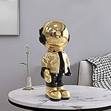 Dosker Astronaut Statues Spaceman Sculpture Polyresin Arts Gifts Gold Figurine Ornament Room Decor for Men,Home and Crafts Desktop Accessories Tabletop Decoration, Living Room, Office, Bookshelf