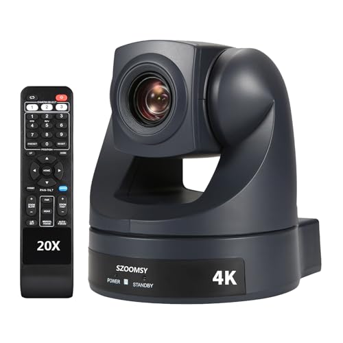 SZOOMSY PTZ Camera 4K 20x Optical Zoom with HDMI USB Output Support 4K30fps Conference Room Webcam Suitable for PTZ Conference System Live Broadcast, Church Service, Webinar and Remote Meeting