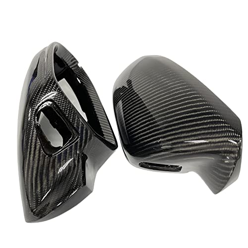 Real Carbon Fiber Mirror Cover, Rearview Mirror Case Shell Door Wing Mirror Caps L+R Replacement for Audi A6 C7 S6 RS6 2012-2018 (With Hole For Side Assist)