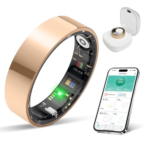 Smart Ring for Women & Men Fitness Tracker with Heart Rate, Blood Pressure,Blood Oxygen,Step Counting, Sleep Monitoring,IP68 Waterproof for iPhone and Android, No Subscription Fee (Rose Gold, 8)
