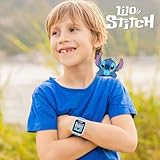 Disney Stitch Kids Smart Watch with 10 Customizable Faces, Camera, Voice Recorder, Calculator, and Step Counter – Touchscreen Interactive Watch for Kids – Blue Silicone Strap