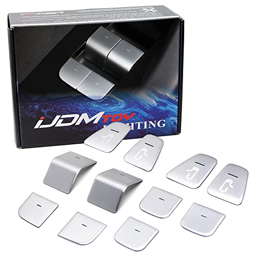 iJDMTOY Premium Satin Silver 11pc Side Door Open Switch/Window Up/Down Button Decoration Trims Compatible with Tesla 2017-up Model 3, 2020-up Model Y