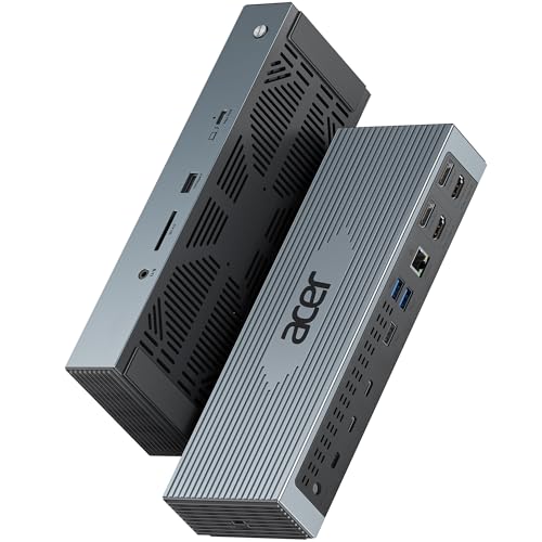 Acer Thunderbolt 4 Dock, 16 in 1 Quad Monitor DisplayLink Docking Station 40Gbps with 8K Display, 10Gbps Data Ports, 160W Power, 2.5G Ethernet, SD 4.0 Card Reader USB C Hub for MacBook, PC, Laptop