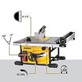 DEWALT Table Saw for Jobsites, 8-1/4 Inch, 15 Amp (DWE7485)