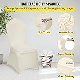 VEVOR 100 PCS Ivory Chair Covers Polyester Spandex Chair Cover Stretch Slipcovers for Wedding Party Dining Banquet Chair Flat-Front Covers