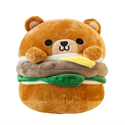 Hamburger Bear Plush 8 inches Soft Cute Design Cheese Burger for Decoration Food Party Gift