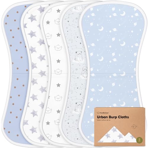 Organic Burp Cloths for Baby Boys and Girls - 5-Pack Super Absorbent Burping Cloth, Burp Clothes, Soft & Plush, Newborn Milk Spit Up Rags, Burpy Cloth Bib for Unisex, Burping Rags(Constellation)